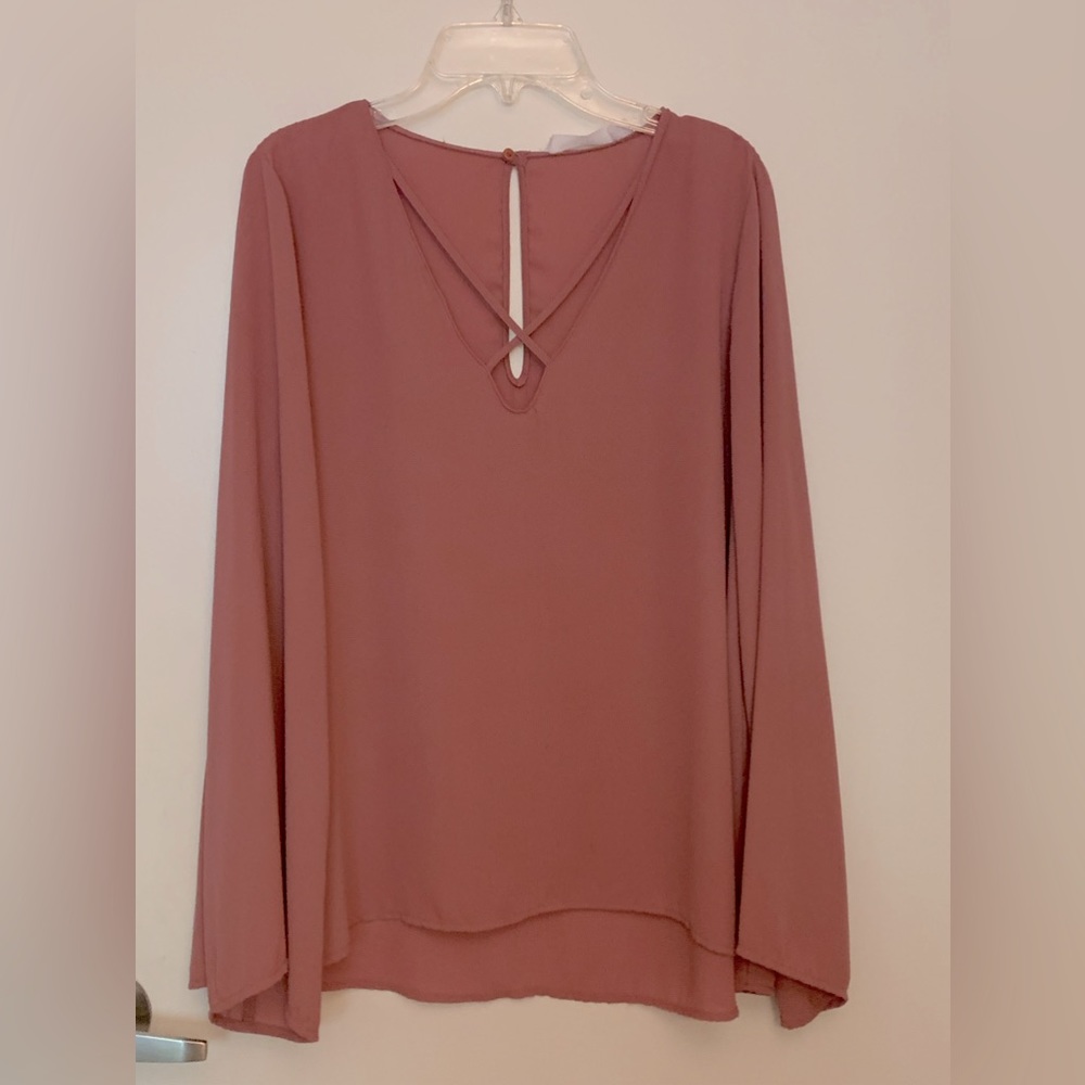 Mauve long sleeve flowing blouse